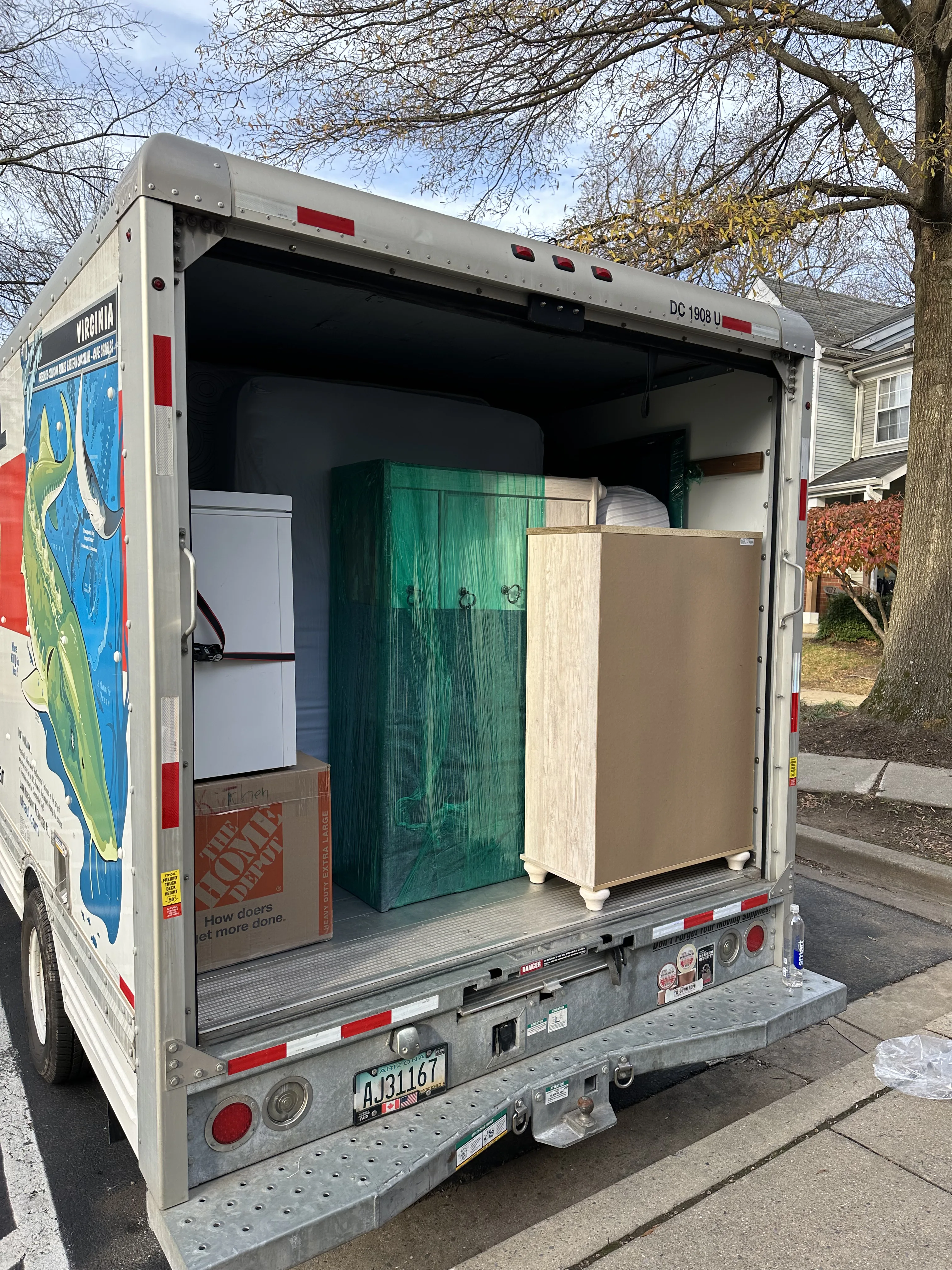 Furniture wrapped and loaded into rental truck