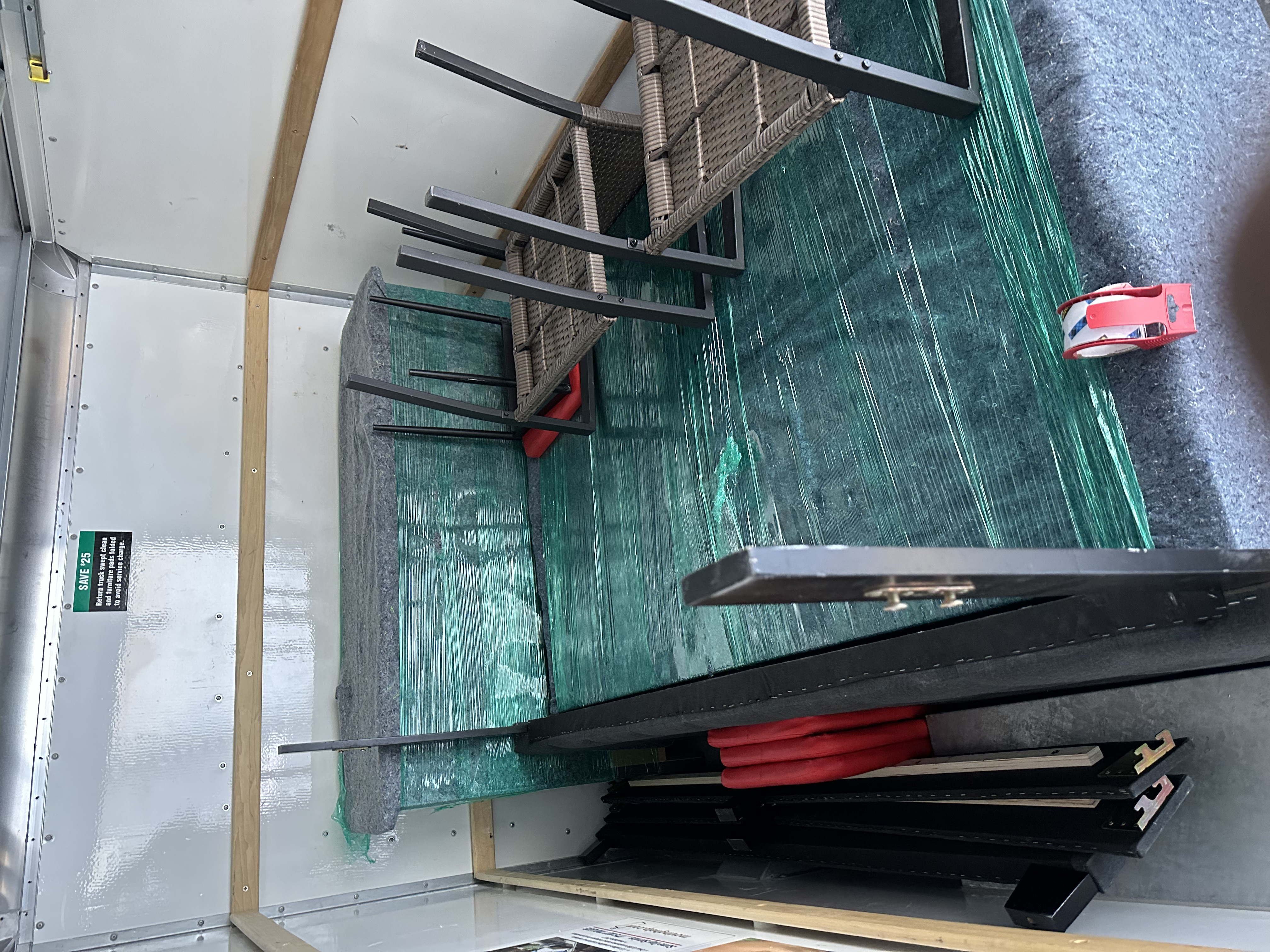 Truck interior — organized packing layers