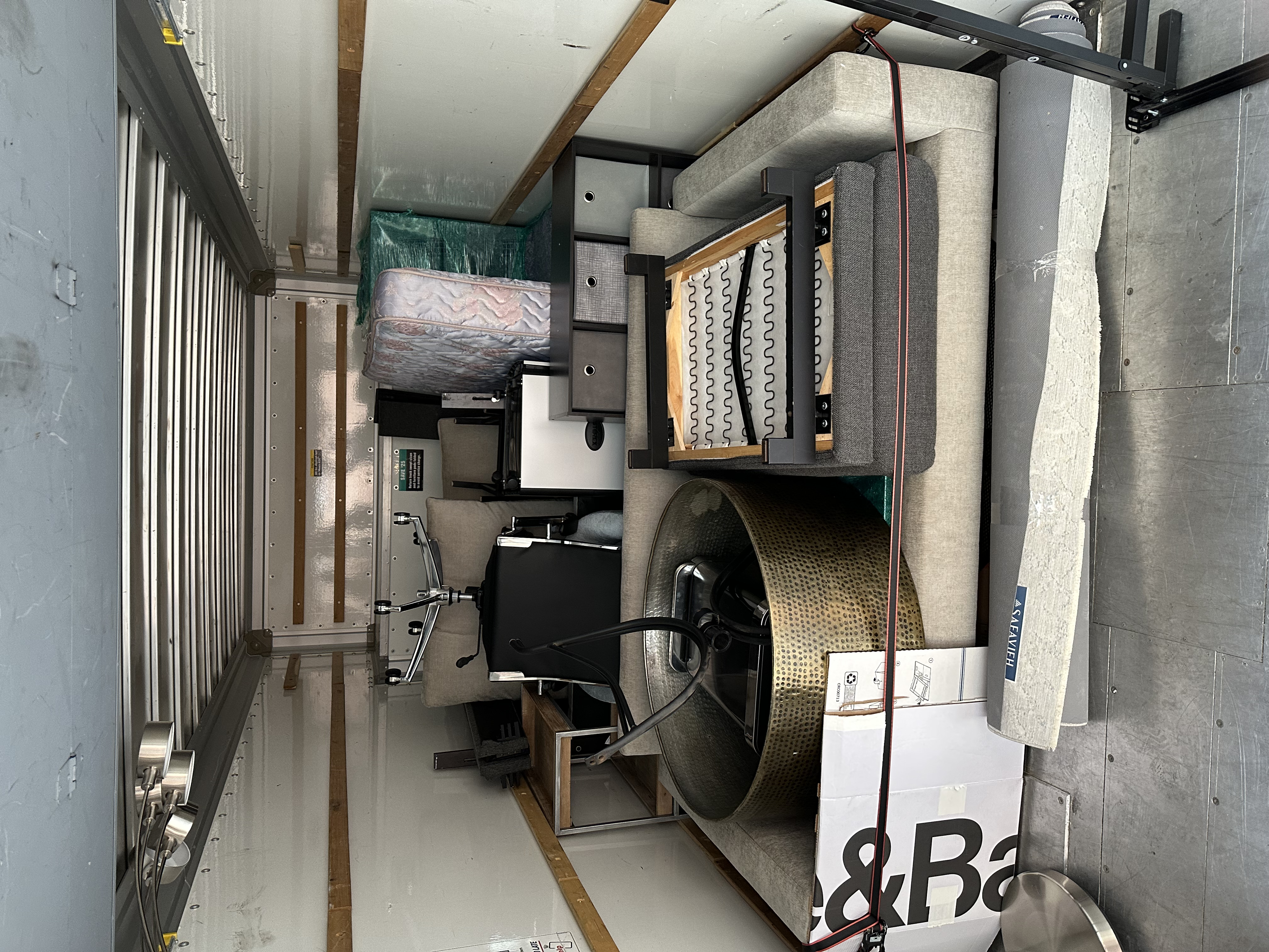 Furniture cart loaded — hallway delivery