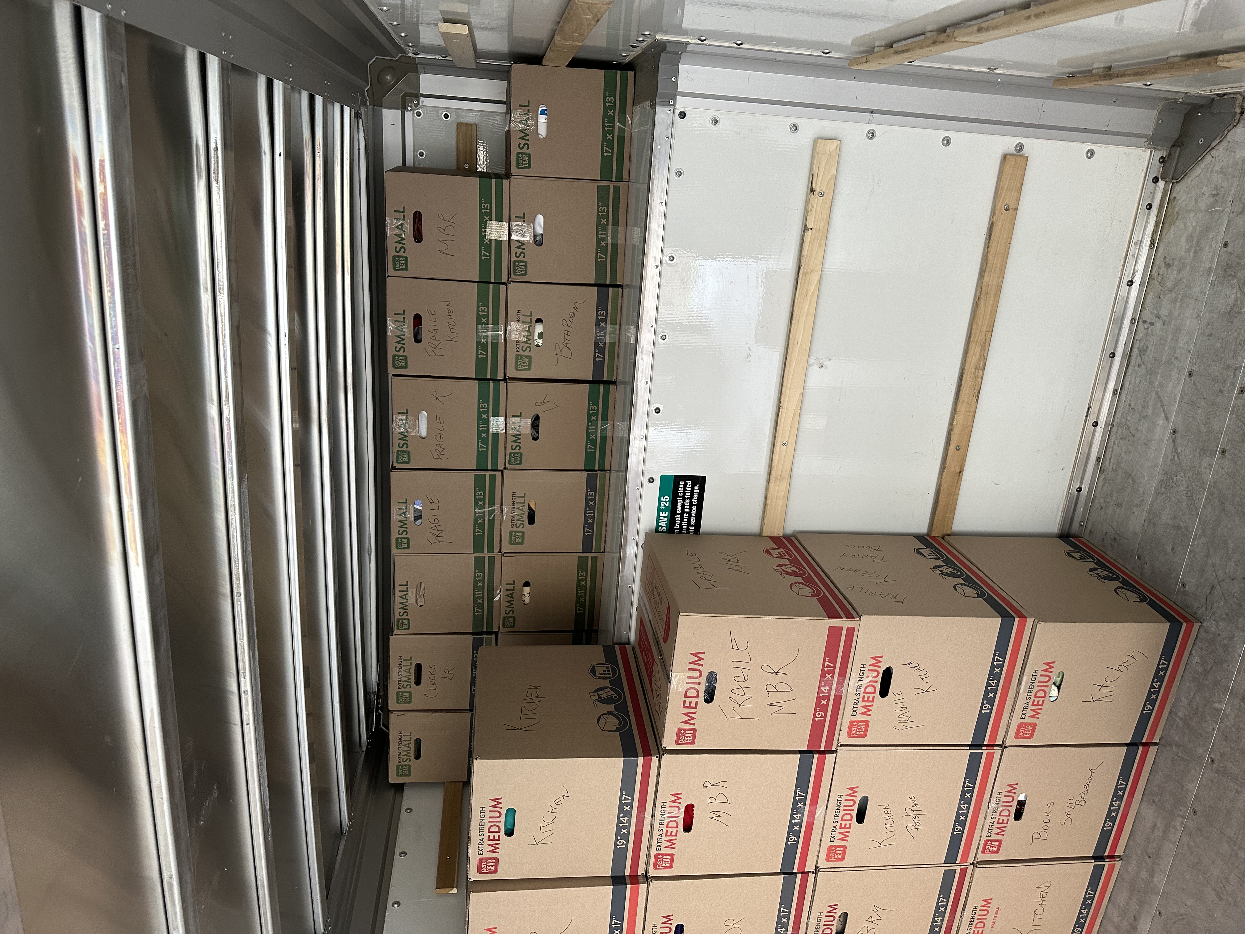 Fully loaded truck interior ready for transport