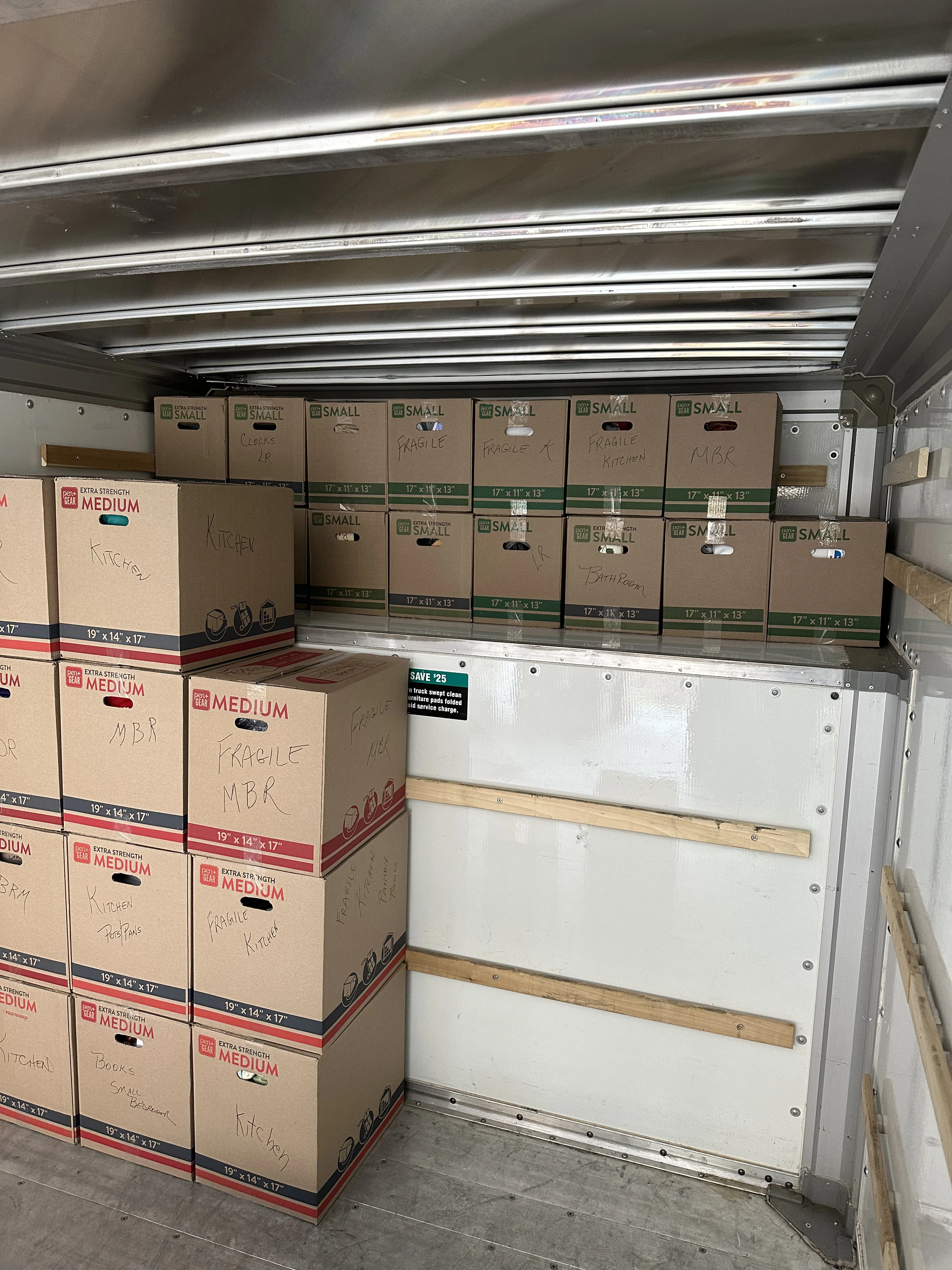 Fully loaded truck interior ready for transport