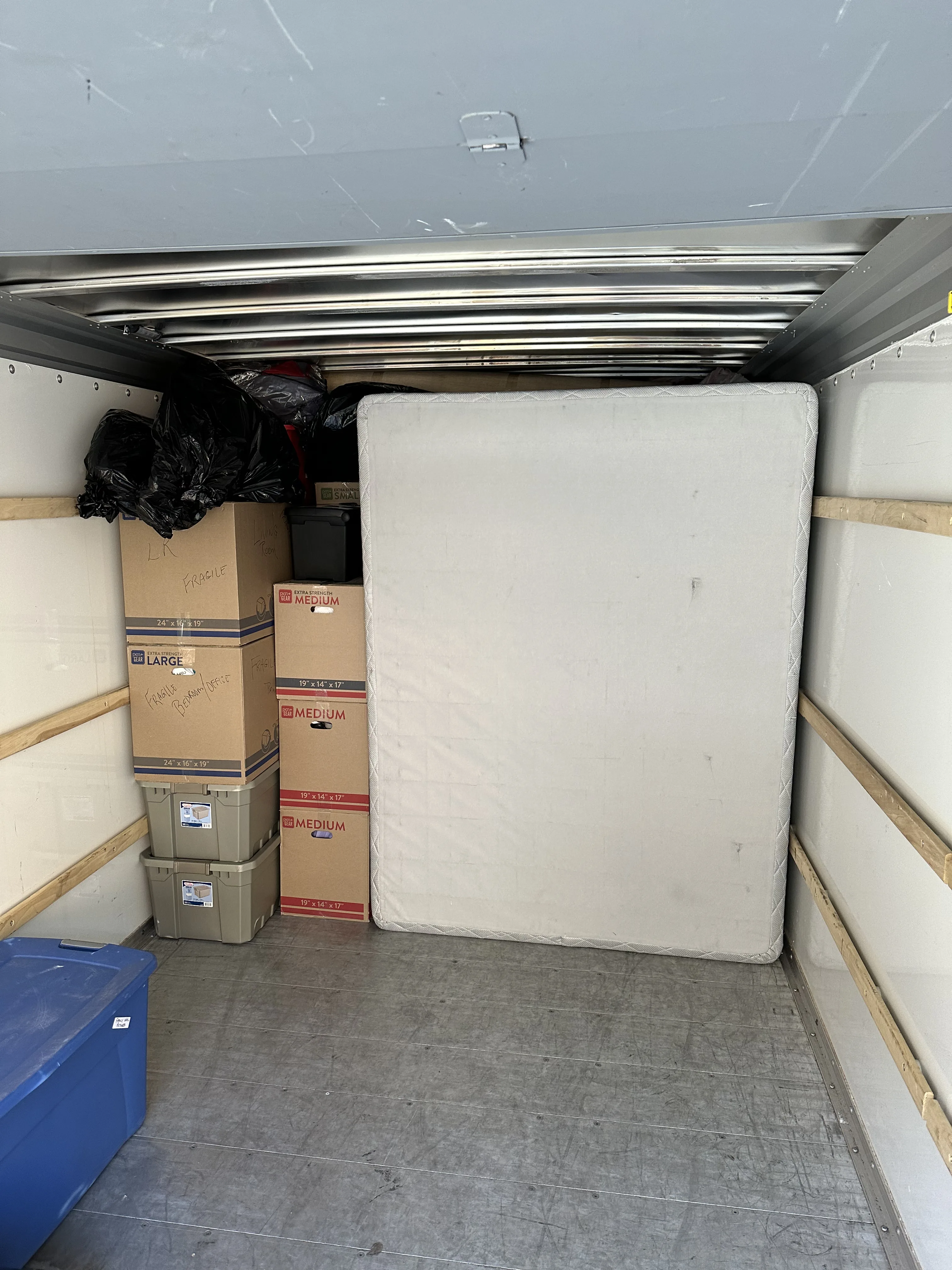 Truck interior — early stage of loading